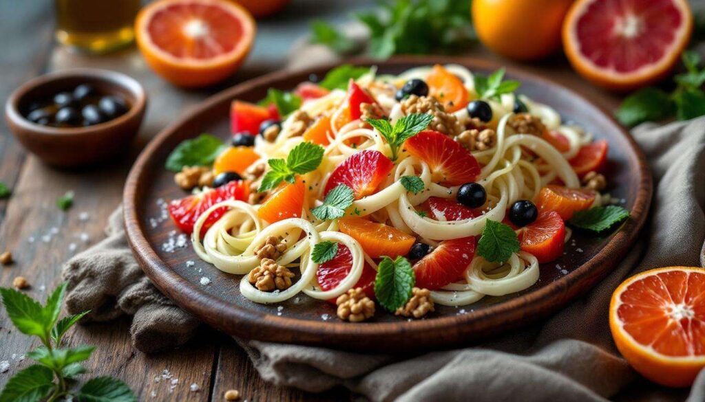 Insalata di Finocchi e Arance alla Siciliana, con Noci Croccanti e Olive