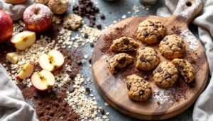 Biscotti rustici al caco-mela con avena e cioccolato
