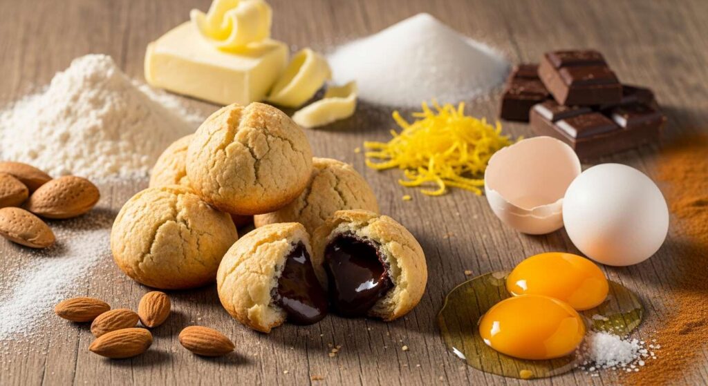 Bocconotti alle mandorle e cioccolato: friabili fuori, morbidi dentro