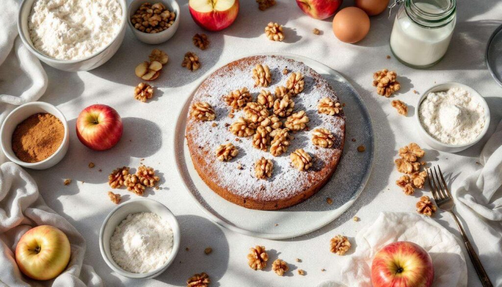 La ricetta per una torta light con mele e noci